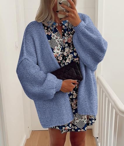 Image of PRETTYGARDEN Womens Oversized Cardigan Sweaters 2026 Fall Long Lantern Sleeve Knit Open Front Lightweight Sweater