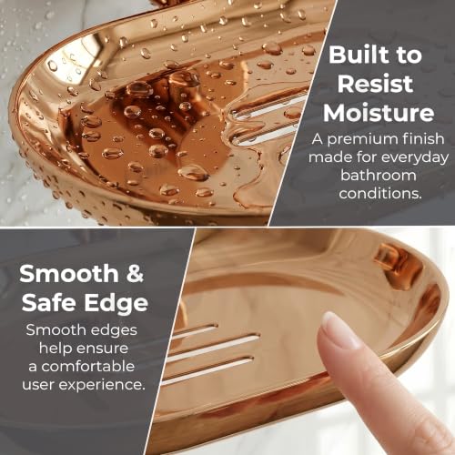 Image of Plantex J4 Stainless Steel Wall Mounted Soap Holder for Bathroom /Soap Holder for Kitchen /Soap Stand for Bathroom /Bathroom Accessories (PVD Rose Gold Finish) Onix
