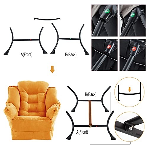 Modern Lazy Chair Single Lazy Sofa, Comfy Reclining Armchair-Soft Lounge Chair With Side Pockets/Thick Cushion/High Load-Bearing Steel Frame For Living Room, Bedroom, Office,Dormitory (Yellow) #TOP7