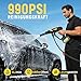 Traumheim Akku Hochdruckreiniger 21V/68Bar/990PSI - 2X 4000mAh Akku - 17-TLG Zubehör-Set inkl. Verlängerungsstab - Mobiler Tragbarer Auto- & Terrassenreiniger - 6-in-1/180° Düse & Schaumsprüher