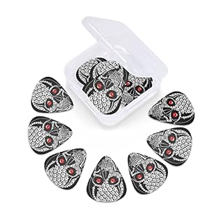 Lot de 12 médiators pour guitare électrique, basse acoustique, motif tête de mort et diamant, noir - Les Beatles, Paul McCartney, John Lennon, RIngo Starr, George Harrison Lot de 12 médiators pour guitare électrique, basse acoustique, motif tête de mort et diamant, noir – Image 3