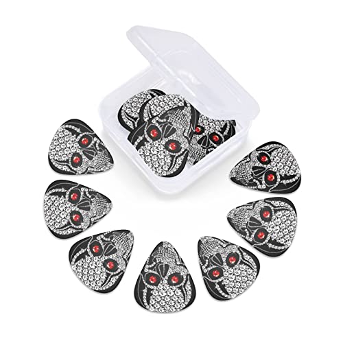 Lot de 12 médiators pour guitare électrique, basse acoustique, motif tête de mort et diamant, noir - Les Beatles, Paul McCartney, John Lennon, RIngo Starr, George Harrison Lot de 12 médiators pour guitare électrique, basse acoustique, motif tête de mort et diamant, noir – Image 4