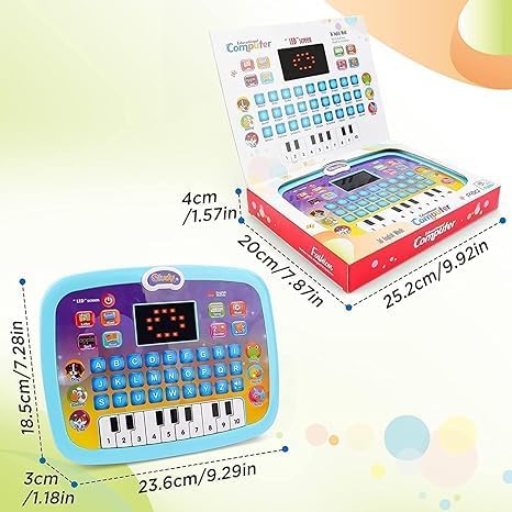 Image of Toys Educational Learning Laptop Toy for Kids Toy with, Animal Voices, Words, Sound Learn Alphabets, Numbers, Spelling Quiz, Food Name (Multicolour, 3 Year+)
