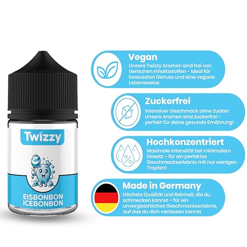 Twizzy Eisbonbon Lebensmittelaroma - 60ml - Intensives Aroma – Ideal zum Backen, in Lebensmitteln & Getränken, auch für Vernebler, Nebelmaschinen, uvm