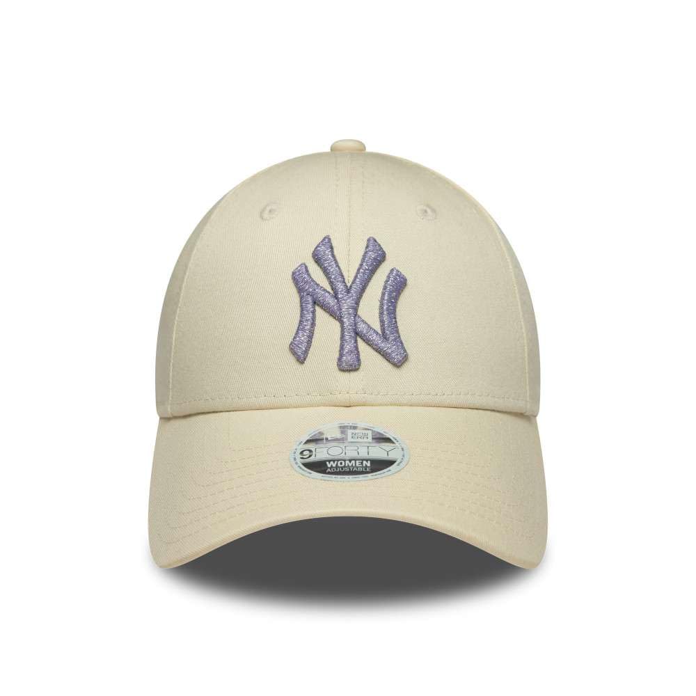 New Era Czapka z daszkiem 9Forty z metalicznym logo MLB New York Yankees Jasnobeżowa