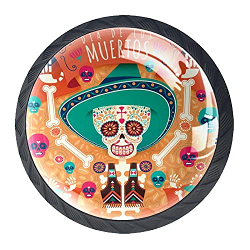 Boutons de tiroir tête de mort en verre rétro (lot de 4) - 3