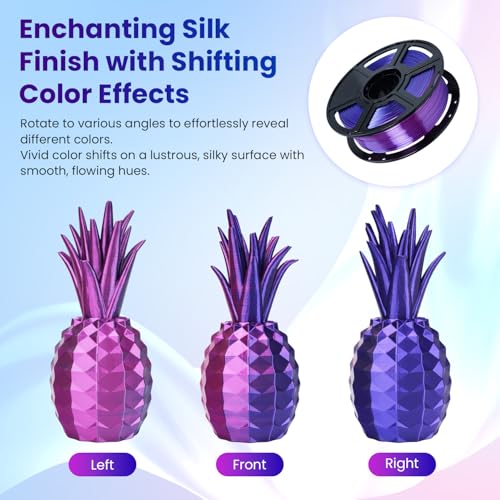 Image of FLASHFORGE Silk Bi-Color PLA Filament 1.75mm, Coextrusion Blue Rose Dual Color Multicolor 3D Printer Filament, Enchanting Silk Finish with 360 Multicolor Shifting Color Effect