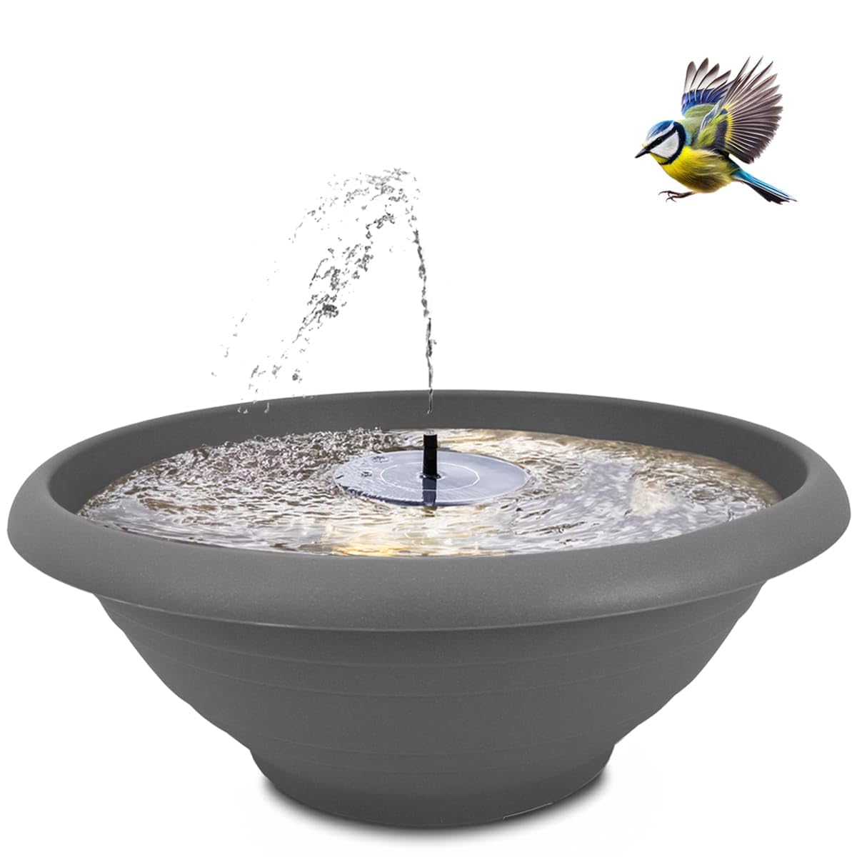 matches21 HOME & HOBBY XXL Outdoor Solar Fountain Set - Large 60cm Bowl in Grey as Garden Fountain