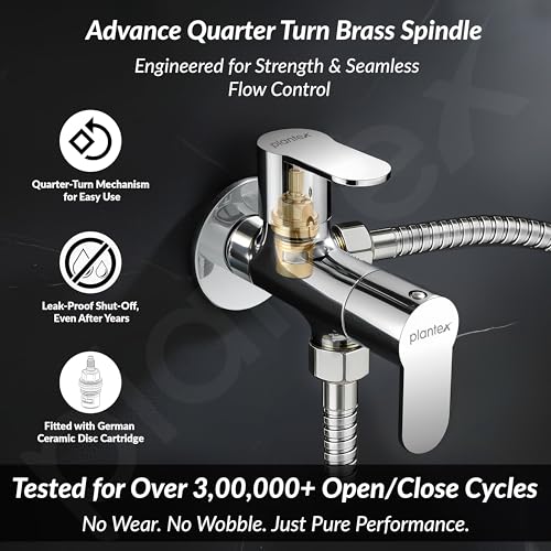 Image of Plantex Pure Brass Angle Valve 2 in 1 /Two Way Angle Cock Tap with Wall Flange & Teflon Tape /Angle Valve for Bathroom with 7 Year Manufacturer's Warranty- (Alpha, Chrome)