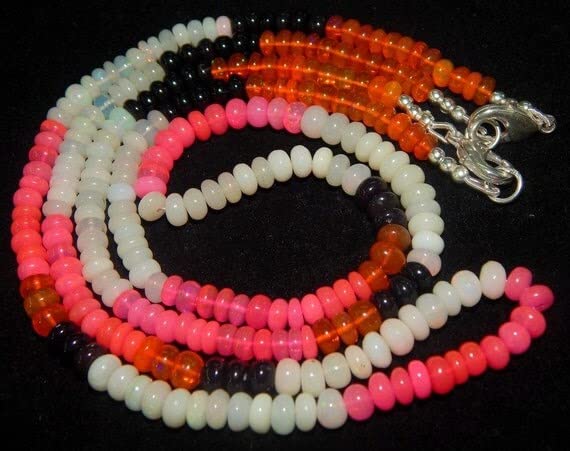 Perles opale éthiopienne Welo orange et blanche de 5mm pour création de bijoux de luxe en deux rangs