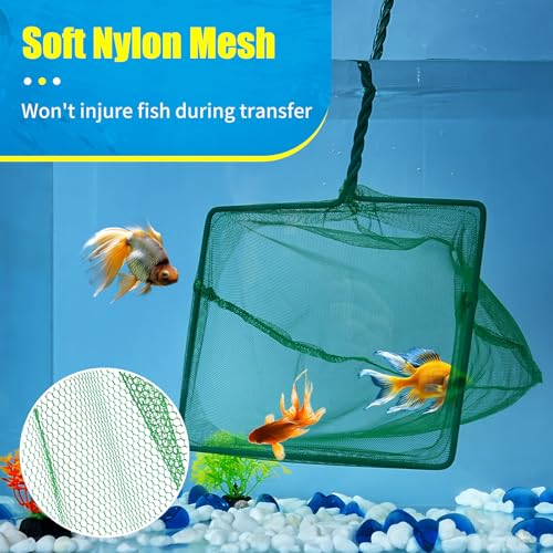 Image of AQUANEAT 8 Inch Aquarium Fish Net, Wastes Skimming Cleaning Tool with Firm Handle for Fish Tanks Small Ponds