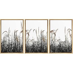 SIGNWIN 3 Piece Framed Canvas Wall Art Black...