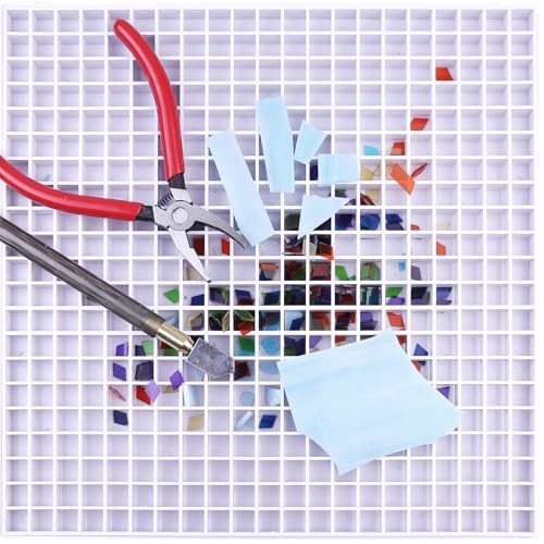 Evecad 12''x12'' Stained Glass Cutting Mat with Tray, Suitable for Cutting Glass and Cutting Mats for Crafts, Auxiliary tool for collecting glass shards with Removable Double-layer Design, 1 Pack