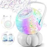 Rechargeable Bubble Machine - 7 Color LED Light, 10 Large Wands, 20oz(600ml) Tank - Automatic Bubbles Maker Blower - Outdoor Toys for Toddlers 1-3, Kids Age 3+, Parties, Boys Girls Birthday Gifts