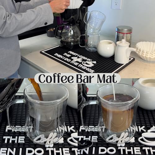 First I Drink the Coffee Then I Do the Things Silicone Station Mat for Countertop 18x12 in, Funny Coworker Gift, Coffee Bar Sign, Non-Slip Espresso Machine Mat, Dishwasher Safe by CALUVAR - Image 4