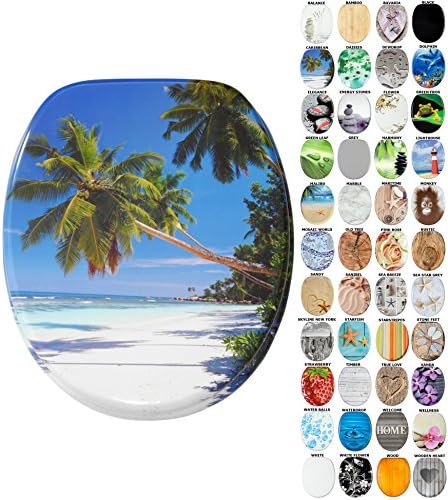 Sanilo Soft Close Toilet Seat, Wide Choice of New Toilet Seats, Stable Hinges, Easy to Mount (Green Leaf)