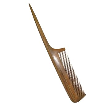 Fine Tooth Comb,New Star Anti-Static Green Sandalwood Rat Tail Comb with Thin and Long Handle