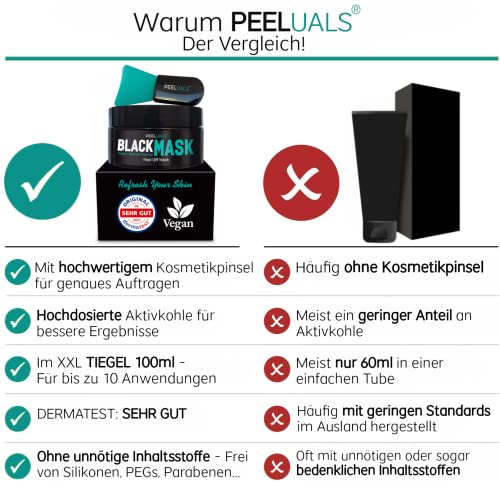 EINFÜHRUNGSANGEBOT - PEELUALS® Black Mask gegen Mitesser | Blackhead Peel-Off Maske + Maskenpinsel | Maske zum Abziehen… - Image 3