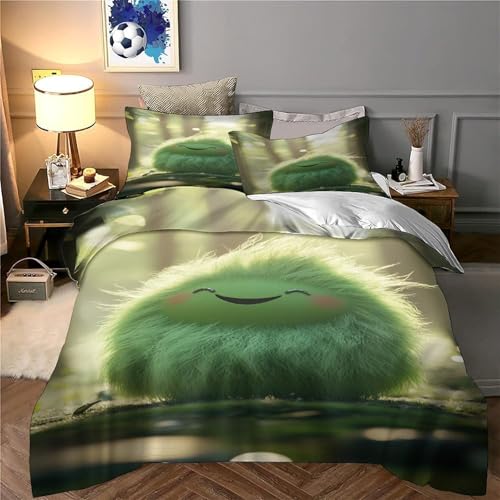 Parure de lit imprimé 3D verte avec housse de couette microfibre super douce 140x200