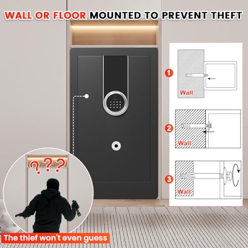 5.6 Cuft Biometric Fireproof Safe Box, Heavy Duty Home Safe Fireproof Waterproof, Large Document Safe With Keypad, Anti-Theft Dual Alert, Mute Mode, Digital Security Money Safe For Jewelry Valuables - Thumbnail 7