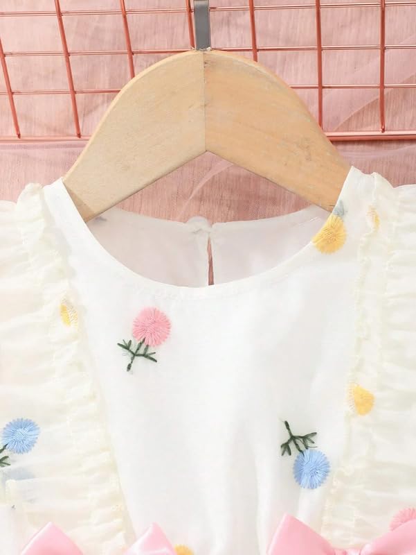 Image of Niren Enterprise Printed Knee Length Sleeveless Round Neck Stylish Girls Party Dress