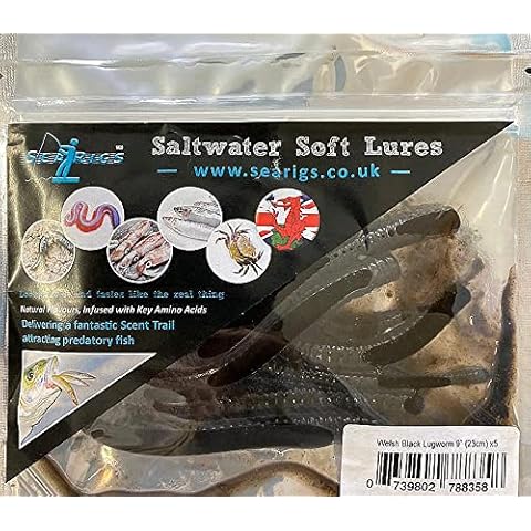 searigs Artificial Black Lugworm Infused and Suspended in Natural Concentrated Extracted Bait Attractor Cover
