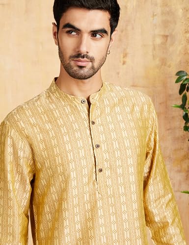 Image of Amazon Brand - Symbol Men Festive Printed Long Kurta (Regular Fit)
