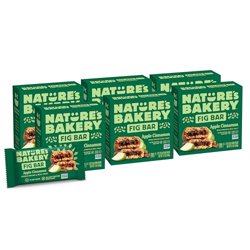 Image of Nature’s Bakery Whole Wheat Fig Bars, Apple Cinnamon, Real Fruit, Vegan, Non-GMO, Snack bar, 6 Count (Pack of 6)