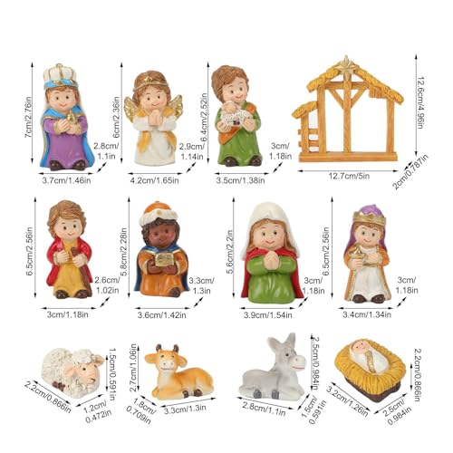 Figurines scène intérieur Noël Jésus crèche ornement miniatures 12pcs