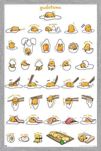 Trends International Gudetama - Grid Wall Poster, 34L x 22.4W, Gray Framed Version