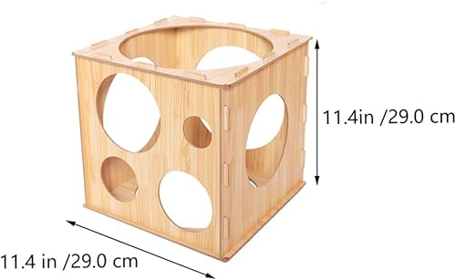 Miniatura 6 de Alipis Caja de cubo de madera para globos, caja plegable, caja de plantilla, herramienta de medición de tamaño de globo para decoración de globos,