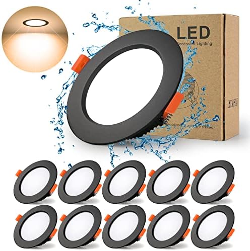 BAGZY Downlights Spotlights LED Recessed Ceiling Light 5W Ultra Slim 10 Packs 500LM Warm White 3000K,Cut Φ70-80MM,IP44 AC 220V,Beam Angle 120° Round,for Living Room Bedroom Kitchen Bathroom (Grey)