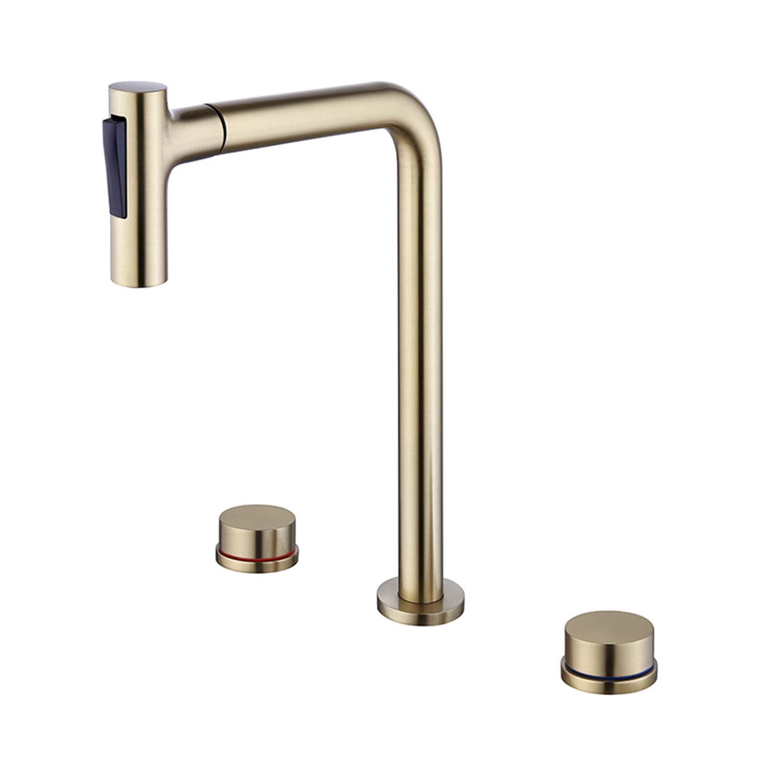 Mitigeur de lavabo 3 trous en laiton brossé doré eau chaude et froide pour salle de bain