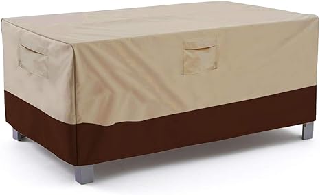 Vailge Rectangular/Oval Patio Table Cover, Heavy Duty and Waterproof Outdoor Lawn Patio Furniture Covers, X-Large Beige & Brown