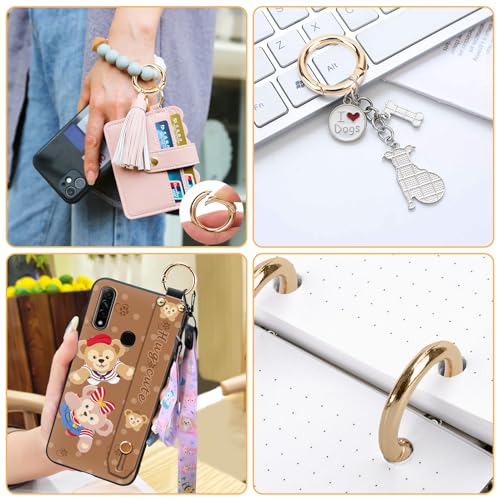 Bomtop 30 Stück runde Feder, Karabinerhaken für Häkeltaschen, 25 mm Karabinerhaken für Taschen, geeignet als Taschenringe, Karabiner für Handwerk und Taschenzubehör (Gold)