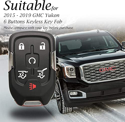 Nuosson Genuine Leather Smart Key Fob Case Cover Protector With Leather Key Chain,Key Shell Compatible For Chevrolet Tahoe, Suburban, Gmc Yukon, Yukon Xl, Yukon Denali (6-Button，Brown) #TOP1