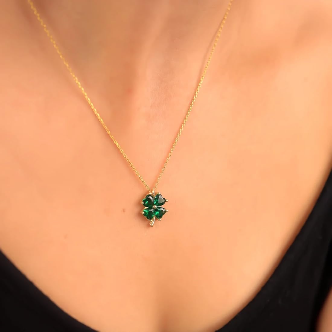 Crystalline Azuria Women 18K Gold Plated Zirconia Crystals Lucky Four Leaf Clover Pendant Necklace 18 inches for Women - Image 5