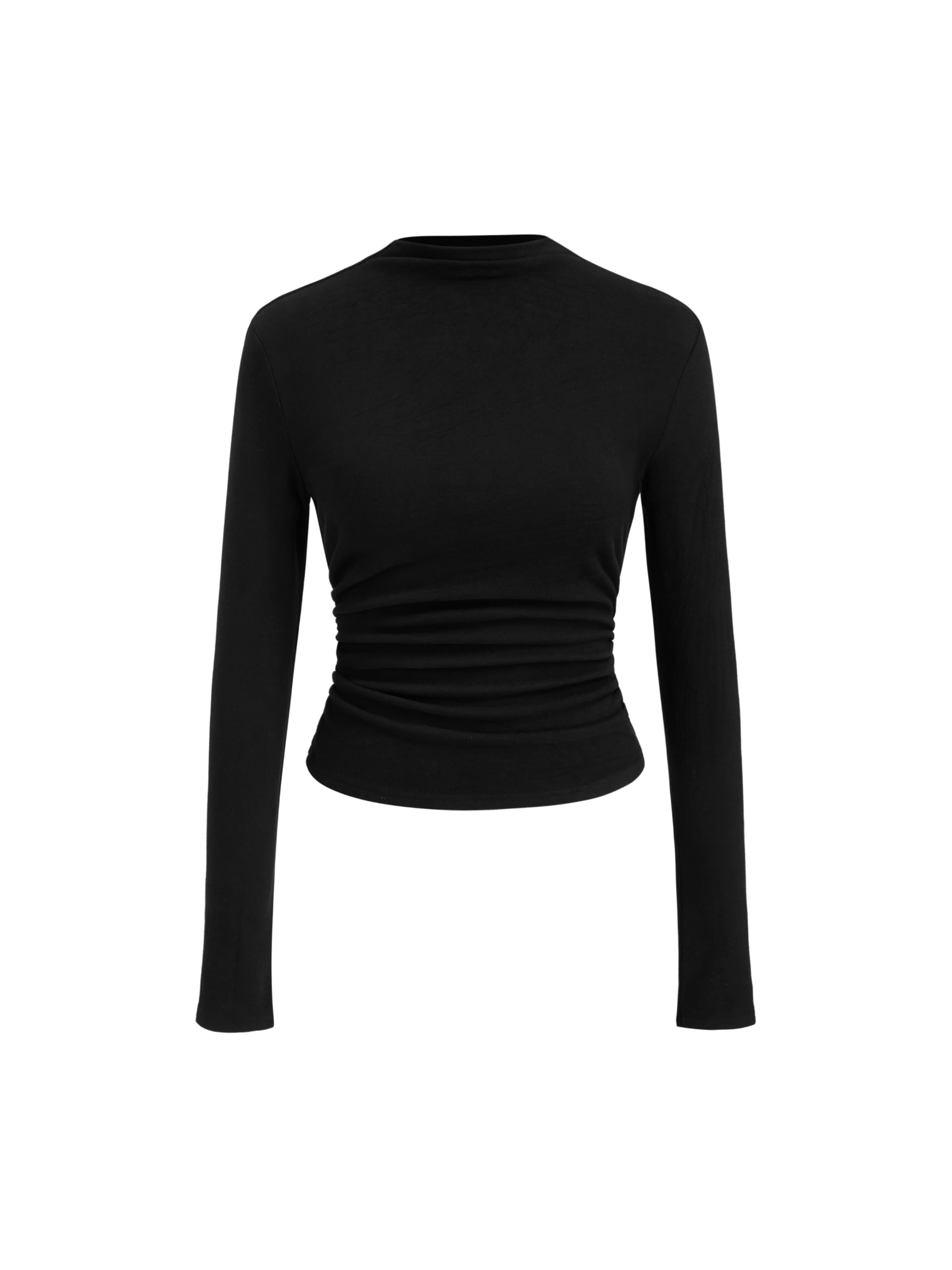Mock Neck Tops for Women Thermal Shirts Long Sleeve Ruched Going Out Tops Basic Tee Slim Fit Fall Top-image-48
