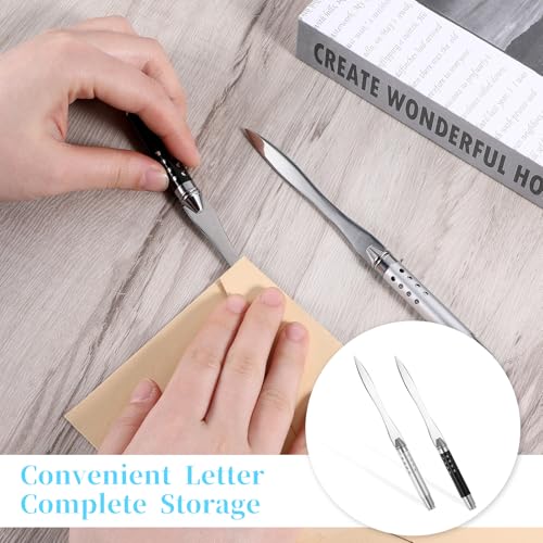 JIYIN 2 Edelstahl Brieföffner, Briefumschlagöffner Messer Brieföffner Edel Letter Opener Brieföffner Werkzeug Mühelos Post und Pakete Öffnen