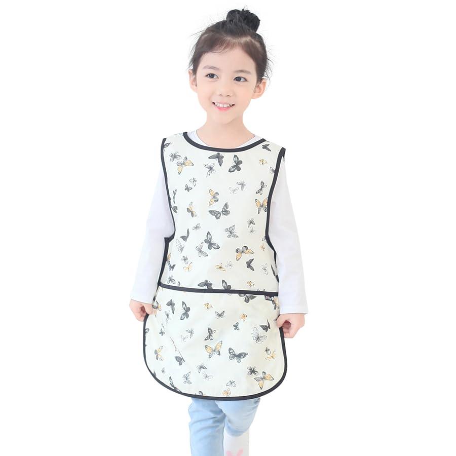 Kids Waterproof Art Tabard | Sleeveless Messy Play Painting Smock for Toddlers | Size S–XL | Kids Artist Apron for School, Daycare, Crafts, Butterfly Print (38-M) — image 1