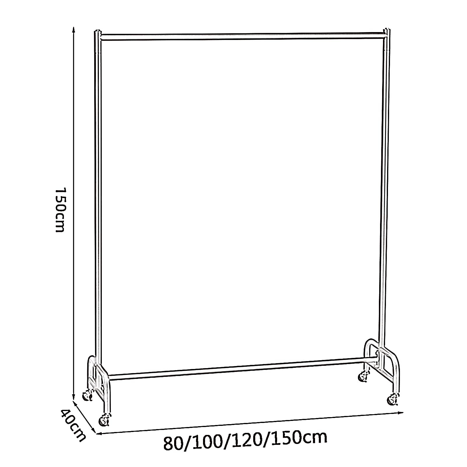 Kleiderständer Moderner Kleiderständer aus Metall auf Rädern, Kleiderständer für den Einzelhandel, freistehender Kleiderständer mit Einer Stange für Schlafzimmer oder Boutiquen, einfache Montage (Gr