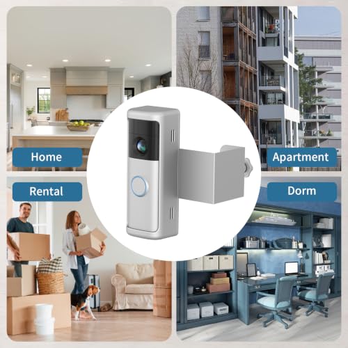 Image of Anti-Theft Doorbell Mount for Blink /Ring Battery Doorbell /Pro /Plus(2nd Gen) | No-Drill Doorbell Holder for Apartment Door, Renter Friendly Mounting Bracket, for Inward Swing Door, (1 Pack, Silver)