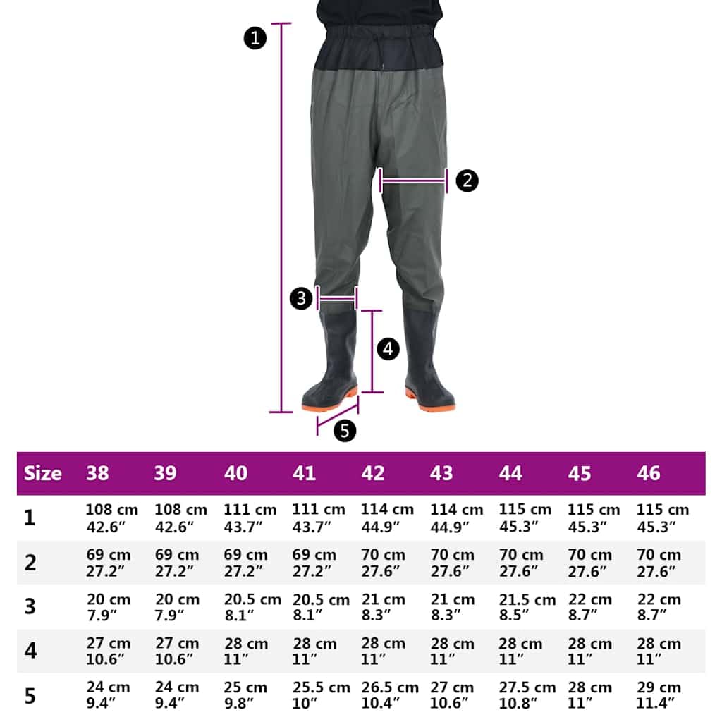 vidaXL Cuissardes Cuissardes de pêche Cuissardes avec Bottes