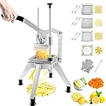 VEVOR Commercial Chopper w/ 4 Replacement Blades Commercial Vegetable Chopper Stainless Steel French Fry Cutter Potato Dicer & Slicer Vegetable Fruit Chopper for Restaurants & Home Kitchen