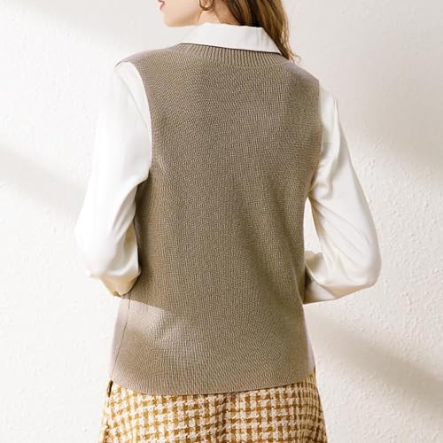 Blostirno Women's Sweater Vest V Neck Knit Pullover Vests Trendy Solid Knitwear Sleeveless Sweaters Tops3