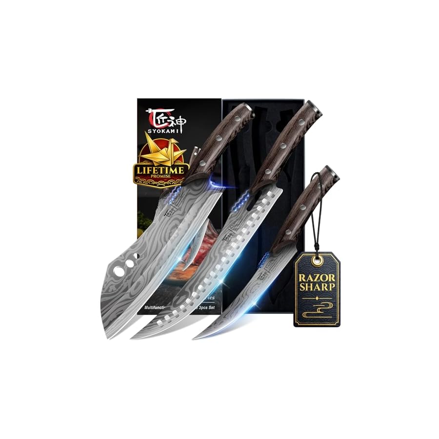 Butcher-Knife-Set-3-PCS-Kitchen-Knives-Set-for-Cutting-Meat-Cleaver-Chef-Knife-Set-Japanese-Style-High-Carbon-Steel-Knives-Set-Chopping-Slicing-Boning-for-Home-and-BBQ-Ideal-Gift Butcher Knife Set, 3 PCS Kitchen Knives Set for Cutting, Meat Cleaver Chef Knife Set, Japanese Style High Carbon Steel Knives Set, Chopping & Slicing & Boning for Home and BBQ, Ideal Gift