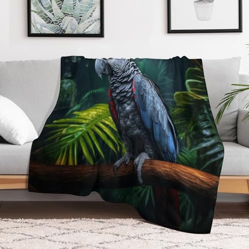 Couverture perroquet lavable en machine plaid flannel chaude 150x200cm pour lit - 3