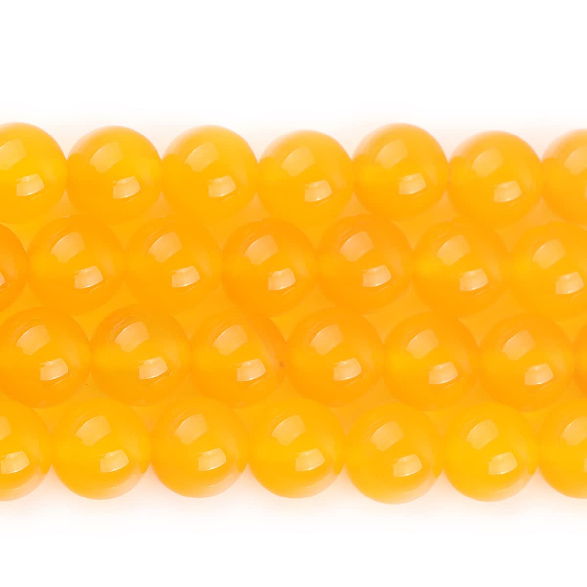 GEM-Inside 8mm Yellow Agate Round Gemstone Semi Precious Loose Beads for Jewellery Making 15'' - Image 2