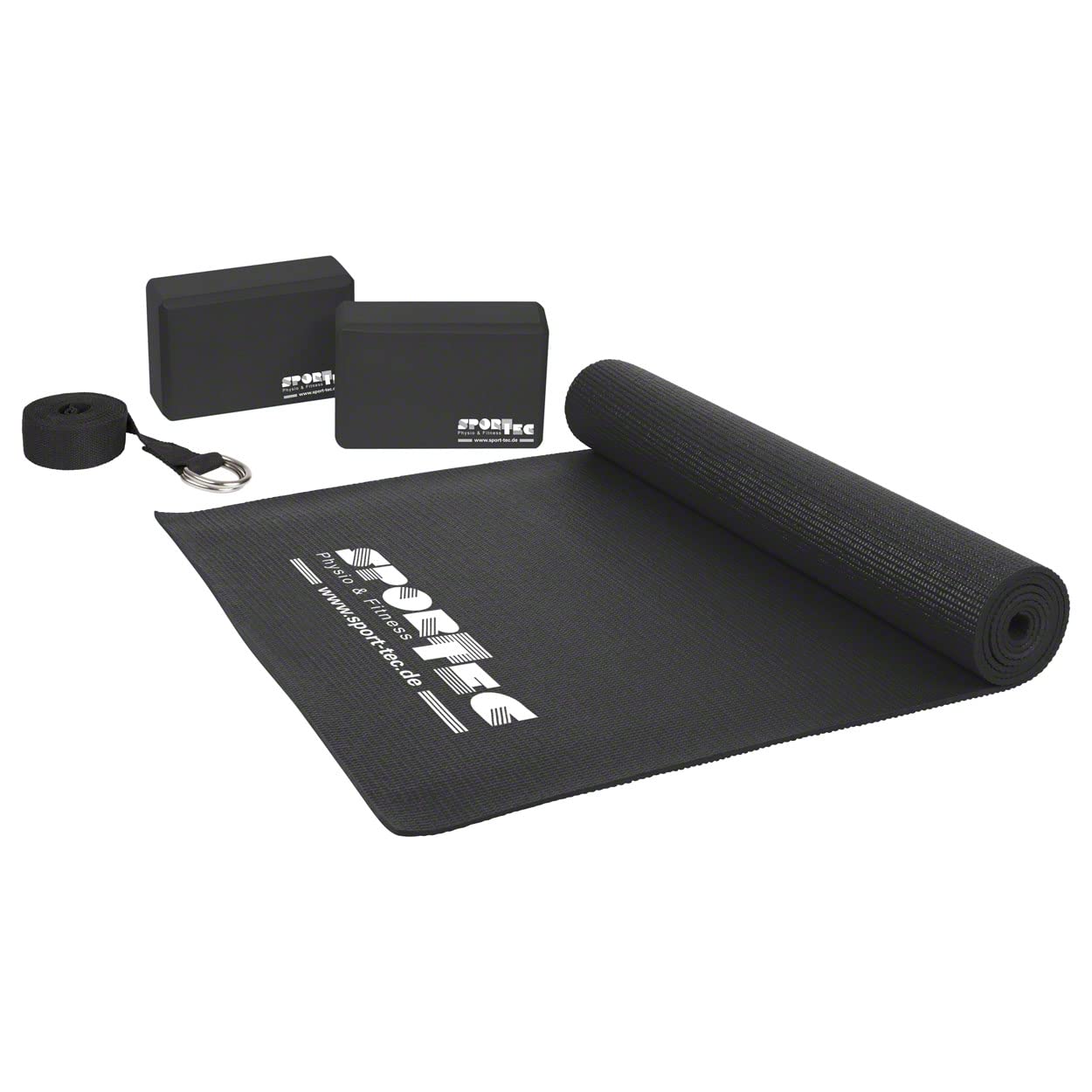 Yoga Starter Set, Matte, Block, Gurt, Pilates, Gymnastik, Fitness, Stretch, Balance, Sport, 4-TLG