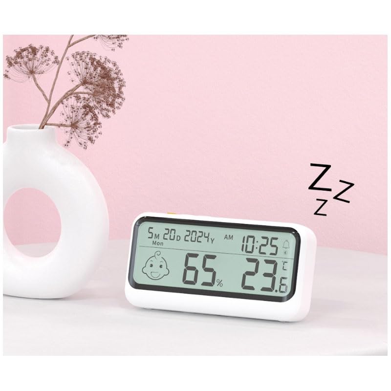 ABS Thermometer Hygrometer Date Alarm Reminder Indoor Household